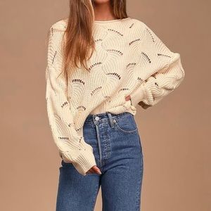 Lulus Moonglow Loose Knit Beige Sweater